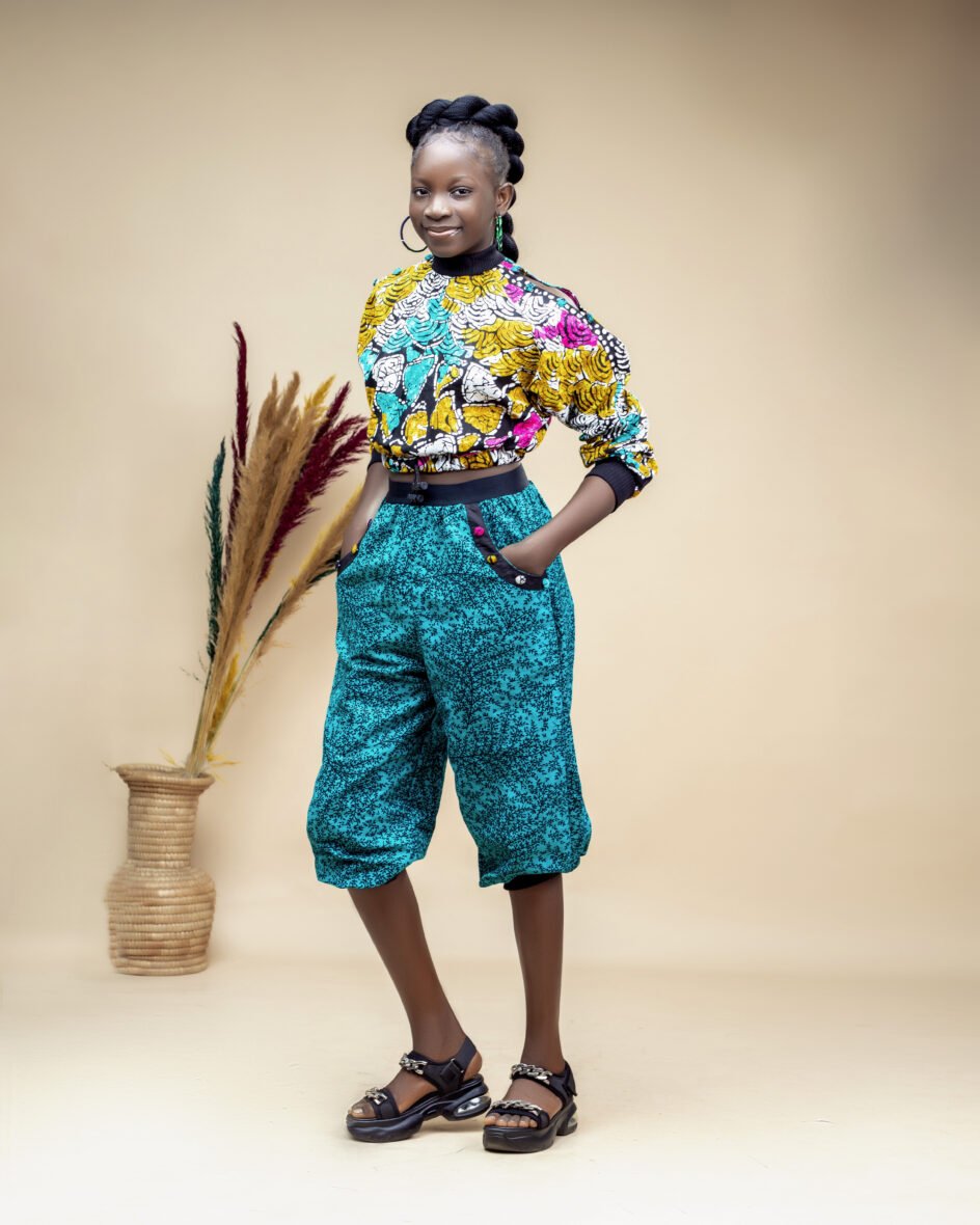 Ankara cold shoulder Floral Tracksuit for girls