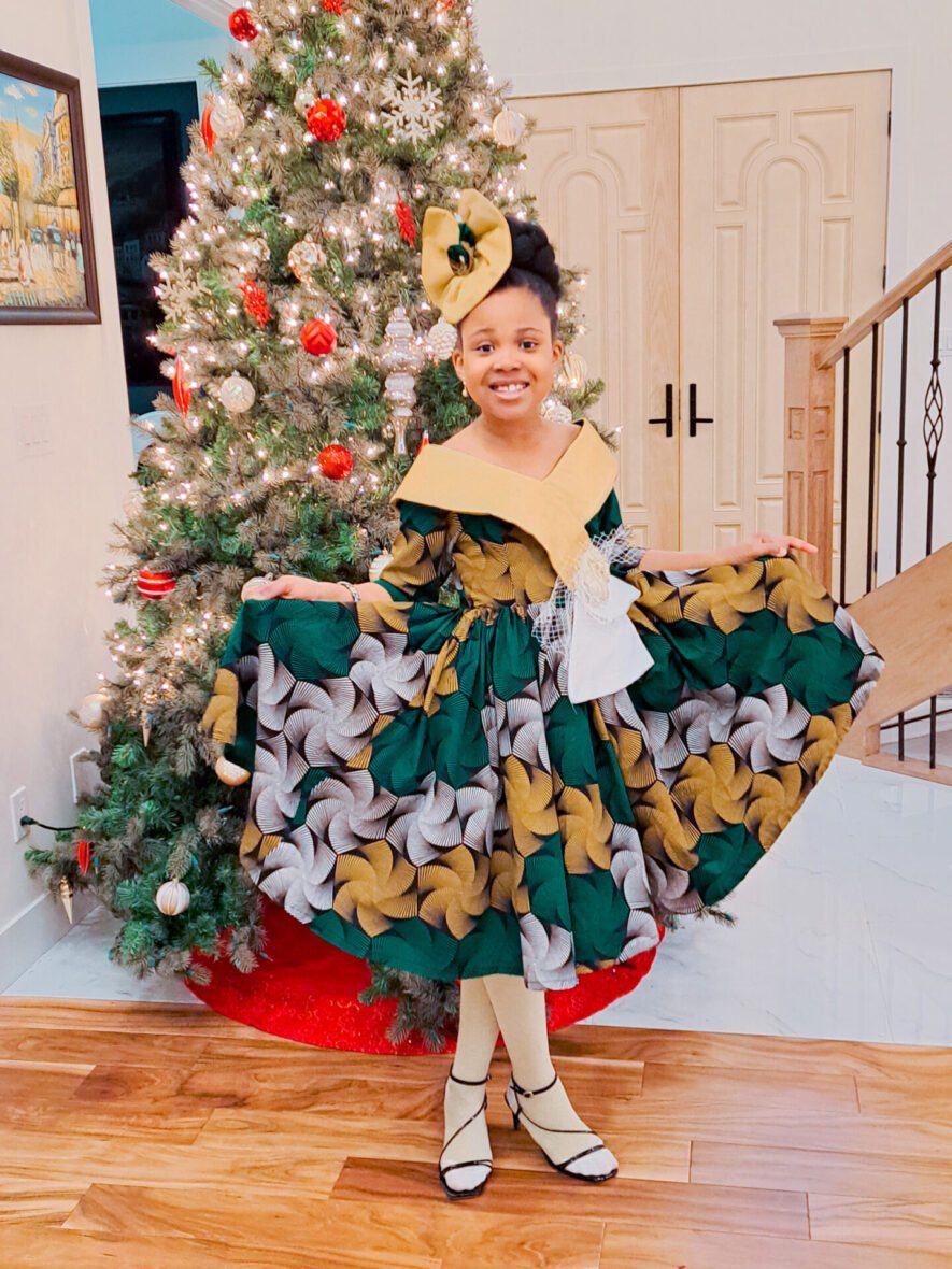 Girls 2pcs Ankara Flare Dress