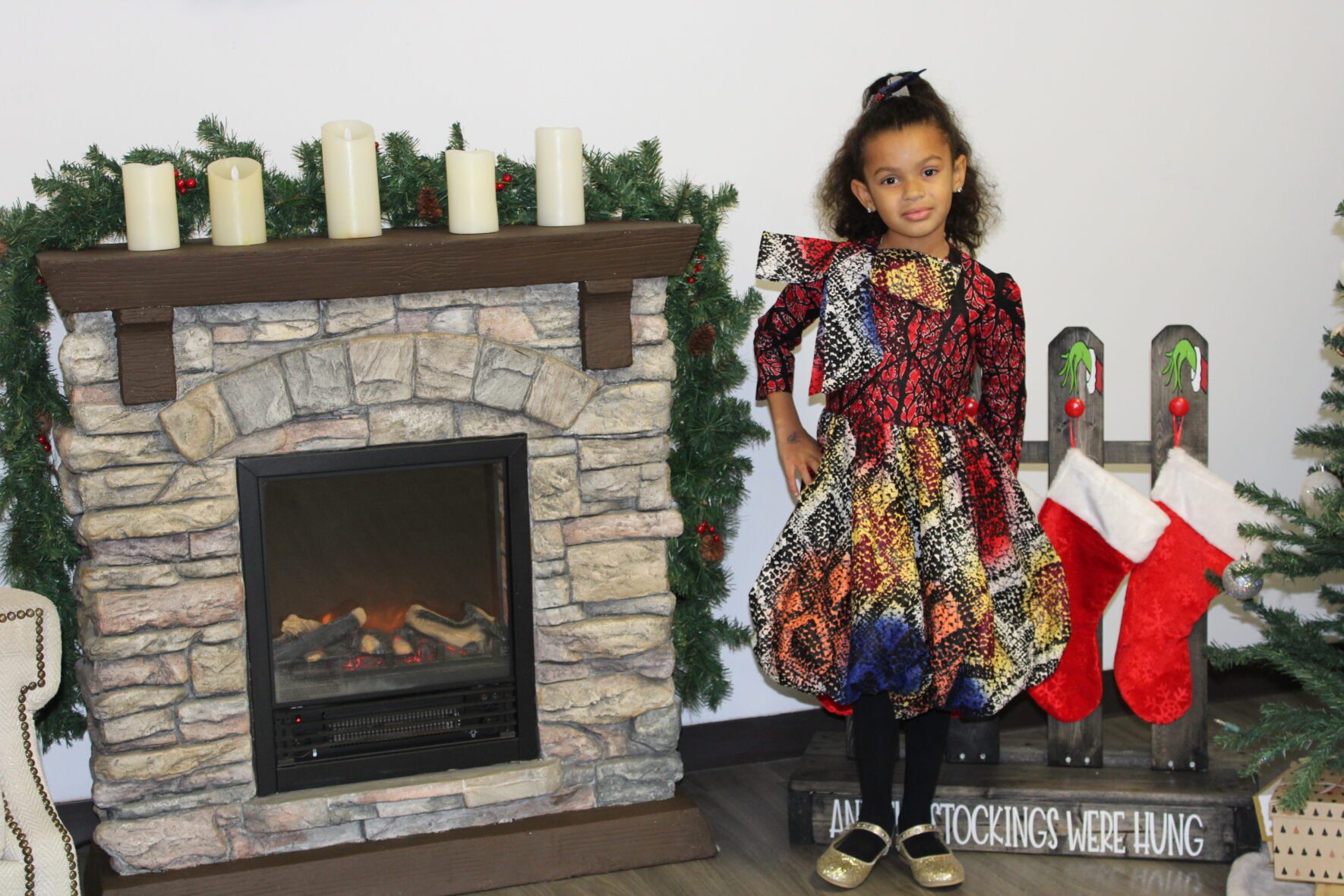 Ankara dress – girl. 3pc Balloon Ankara Dress