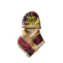 2 In 1 Fur And African Ankara Head Warmer Beanies And Neck Warmer Scarf - Kiddies Vibe (1)