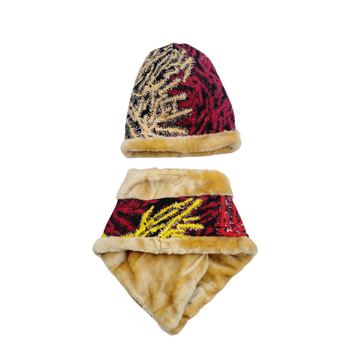 2 In 1 Fur And African Ankara Head Warmer Beanies And Neck Warmer Scarf – Kiddies Vibe (2)