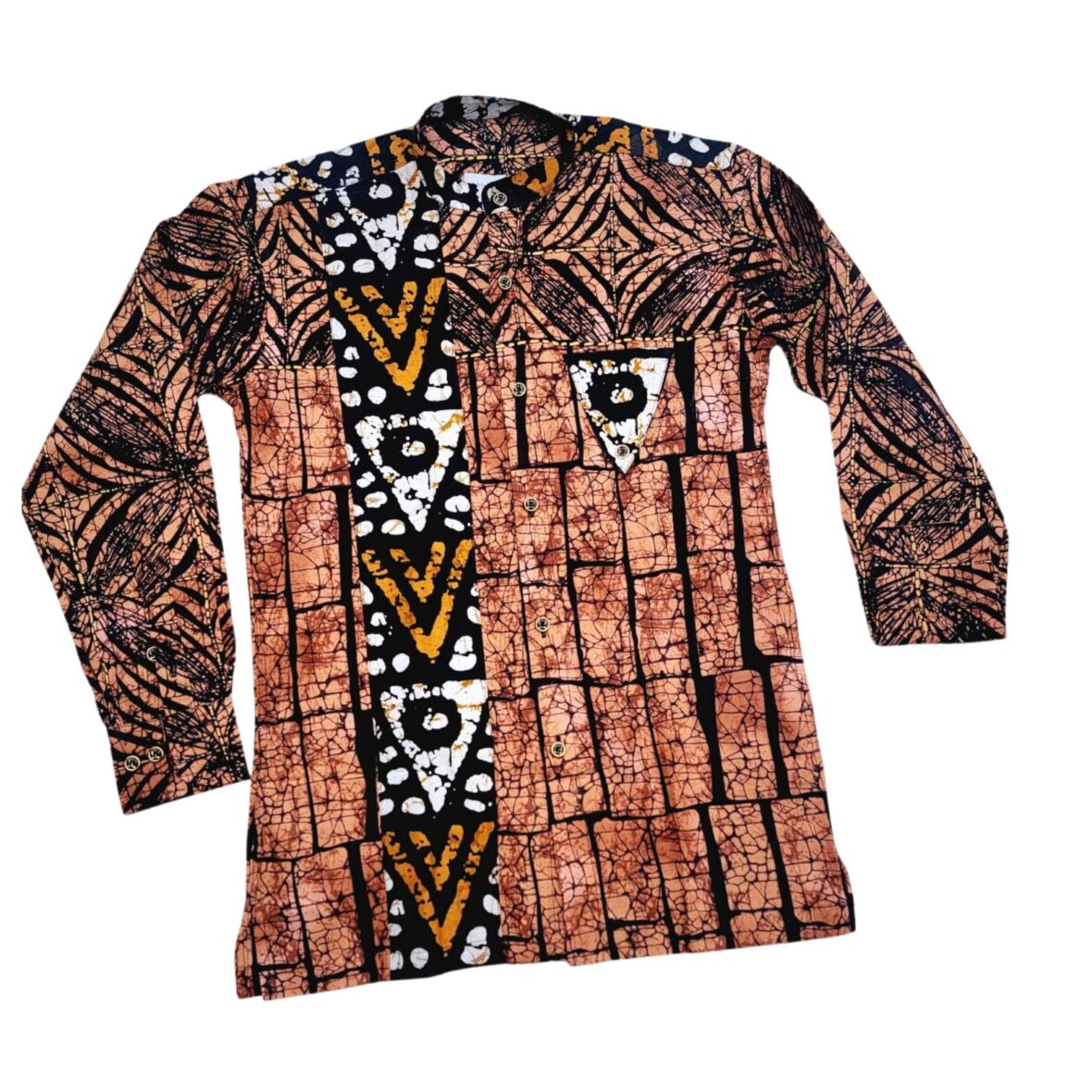 Boys And Mens Designed Tribal African Ankara Turtle Neck Long Sleeves Shirt