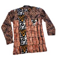 Boys And Men's Designed Tribal African Ankara Turtle Neck Long Sleeves Shirt - Kiddies Vibe