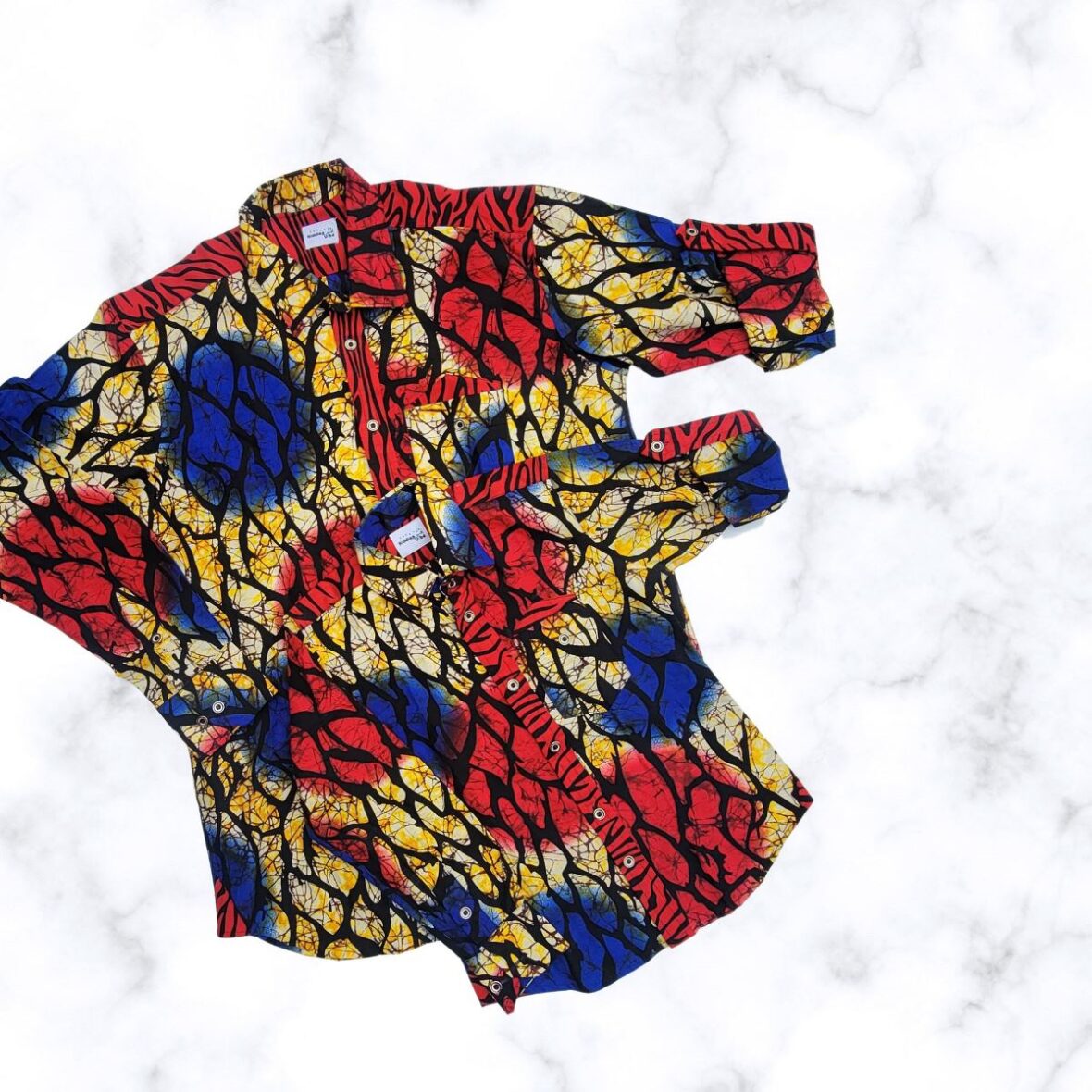 Boys and Men’s Matching Family African Ankara Roll-Up Box Pleat Shirt – Kiddies Vibe