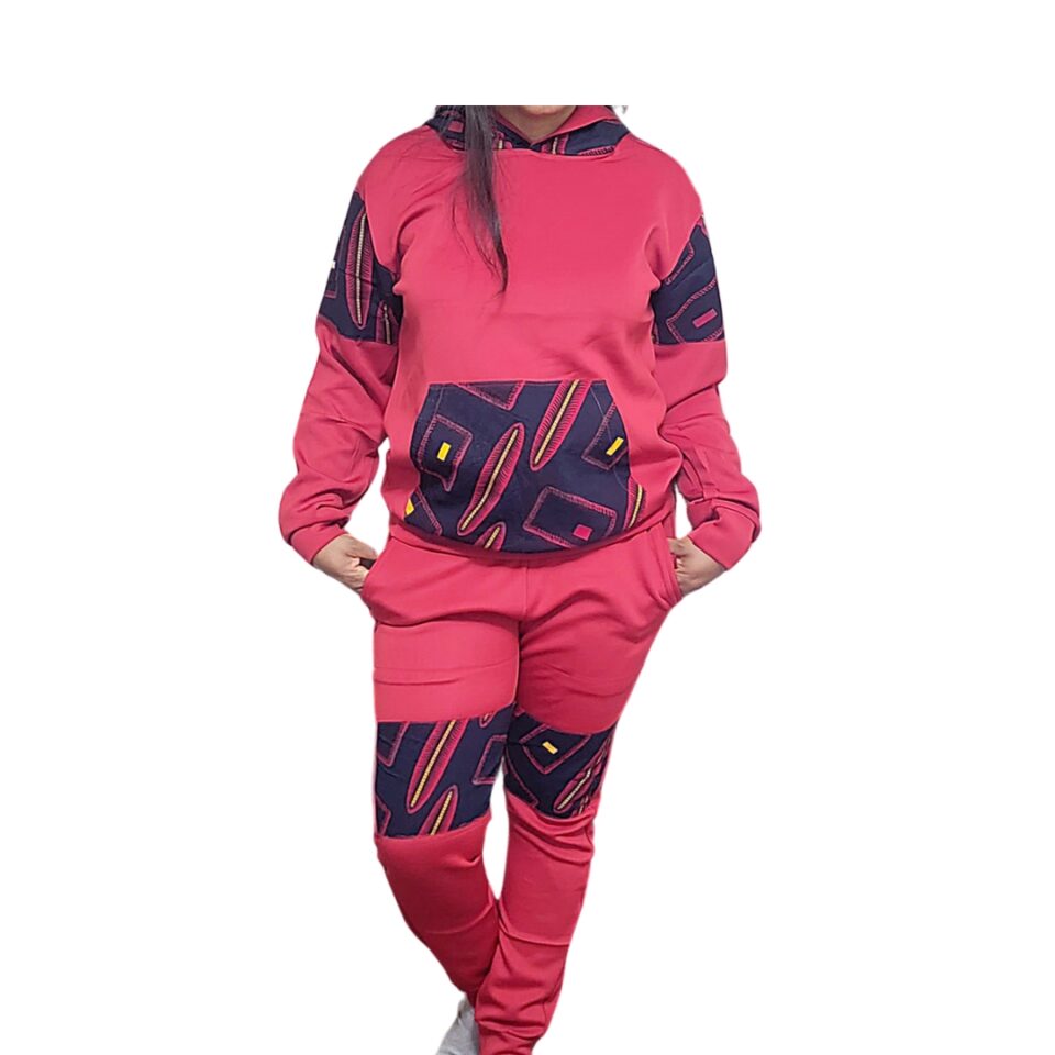 Girls and Womens African Ankara Plain And Pattern Track Suit Set